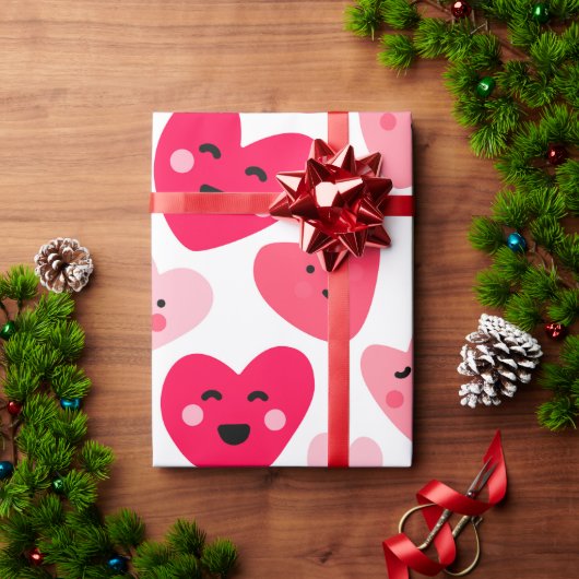 Happy valentine day Funny Pink Red hearts Cadeaupapier (Feestdagen Geschenken)