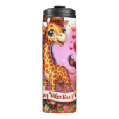 Happy Valentine Day Giraffe Floral Wrap Thermosbeker (Voorkant)