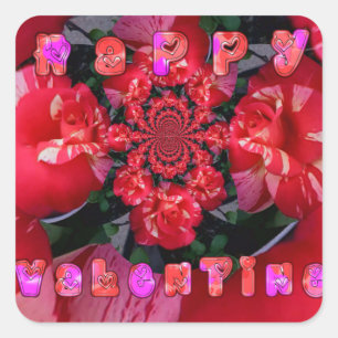 Happy Valentine Day Red Infinity Rozen kunst Vierkante Sticker