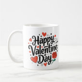 Happy Valentine Day Romantisch roos hart op wit Koffiemok (Links)