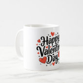 Happy Valentine Day Romantisch roos hart op wit Koffiemok (Voorkant links)
