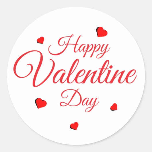 Happy Valentine Day Ronde Sticker (Voorkant)