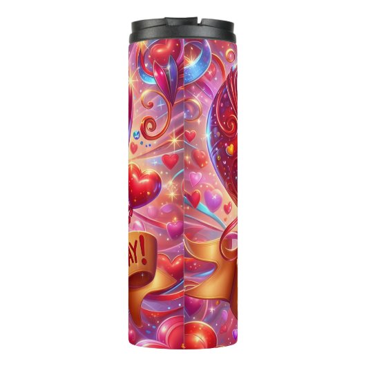 Happy Valentine Day Smiling Heart Thermosbeker (Achterkant)