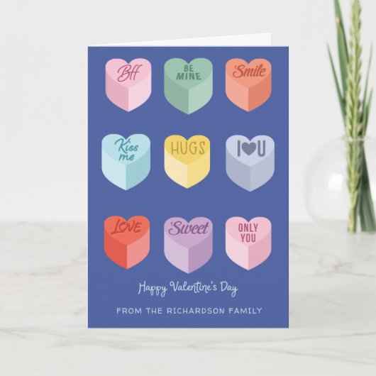 Happy Valentine Day Snoep Heart Messaging Kaart (Voorkant)