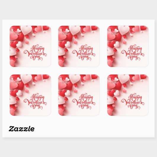happy Valentine Day Vierkante Sticker (Vel)