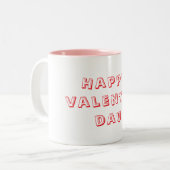 Happy valentine day whit &pink Mug Tweekleurige Koffiemok (Voorkant links)