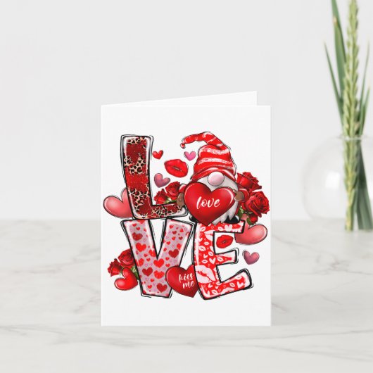 Happy Valentine Gnome Heart Valentine's Day Couple Kaart (Voorkant)