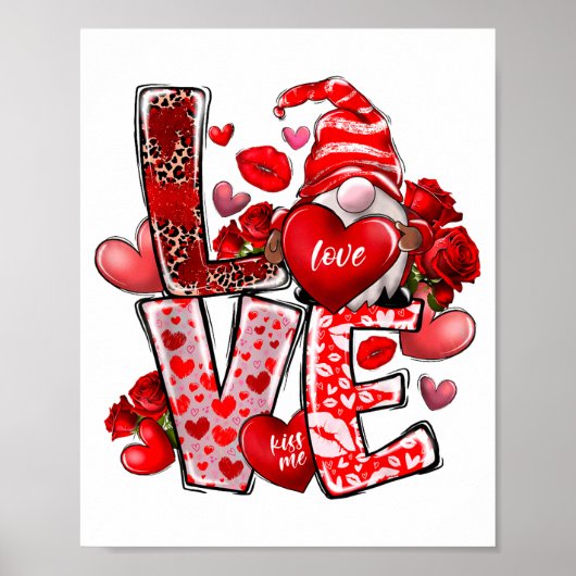 Happy Valentine Gnome Heart Valentine's Day Couple Poster (Voorkant)