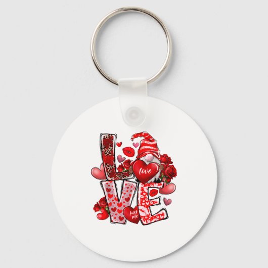 Happy Valentine Gnome Heart Valentine's Day Couple Sleutelhanger (Voorkant)