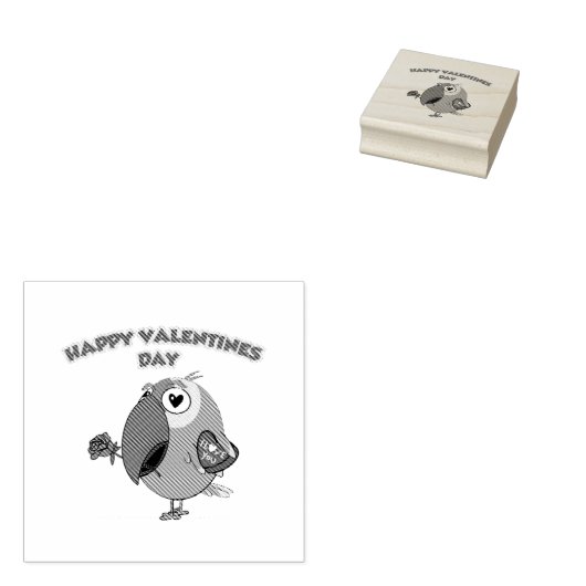 happy valentine parrot rubberstempel (Gestempeld)