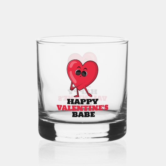 Happy Valentine’s Babe – Cute Heart Design Whisky Glas (Voorkant)