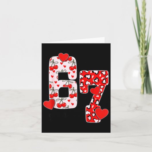 Happy Valentine’s Day 67 Meme Hearts Coquette Bow Kaart (Voorkant)