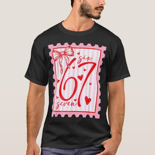 Happy Valentine’s Day 67 Meme Hearts Coquette Bow  T-shirt (Voorkant)