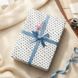 Happy Valentine’s Day Black Heart Design  Cadeaupapier