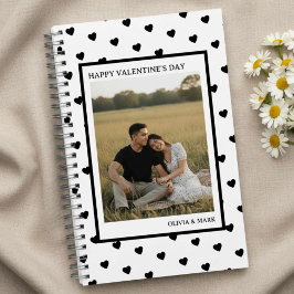 Happy Valentine’s Day Black Heart Design love  Not Notitieboek