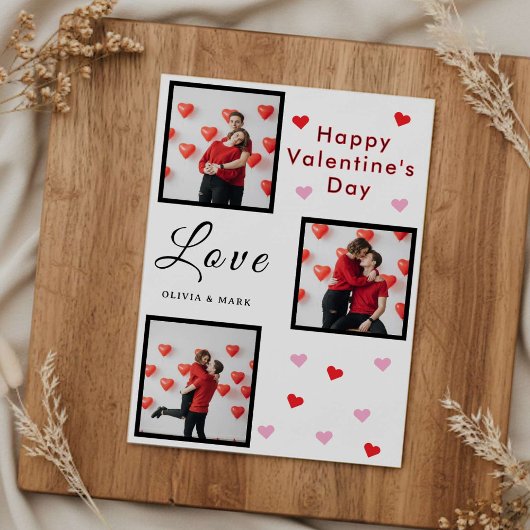 Happy Valentine’s Day Card Custom Photo Collage Kaart