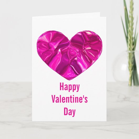 Happy Valentine’s Day Card Cute Pink Heart  Kaart (Voorkant)