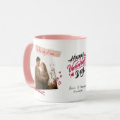 Happy Valentine’s Day Custom Photos & Names Mug  Mok (Voorkant links)