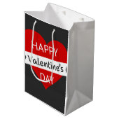 Happy Valentine’s Day – Cute Valentine Love Heart Medium Cadeauzakje (Voorkant Gekanteld)