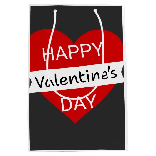 Happy Valentine’s Day – Cute Valentine Love Heart Medium Cadeauzakje (Voorkant)