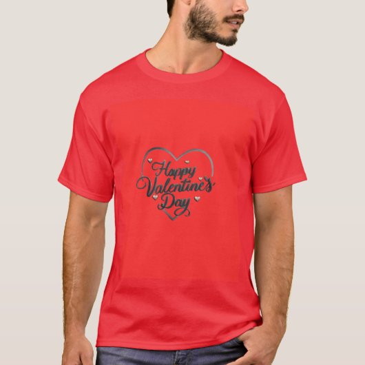 Happy Valentine’s Day – Elegant Heart Script Typog T-shirt (Voorkant)