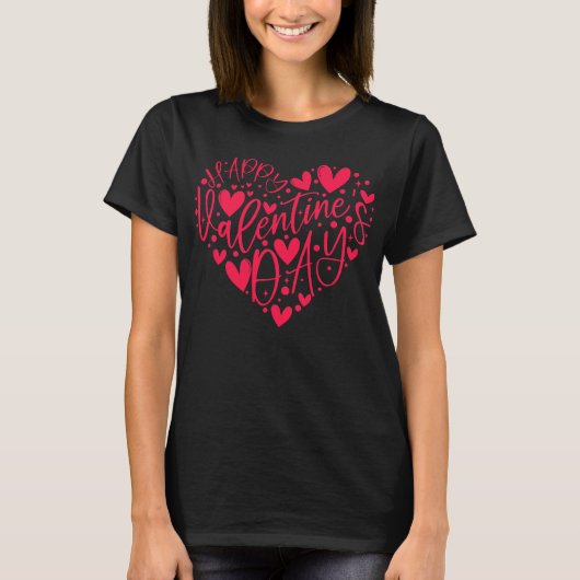 Happy Valentine’s Day Heart Lettering T-shirt (Voorkant)