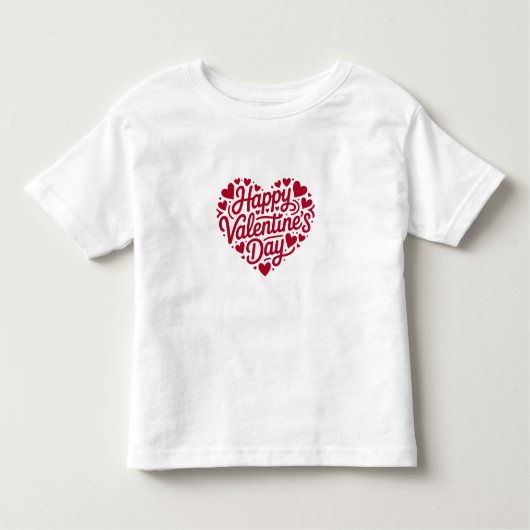Happy Valentine’s Day Heart Typography – Red Love  Kinder Shirts (Voorkant)