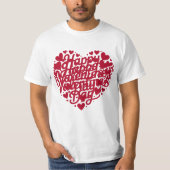 Happy Valentine’s Day Heart Typography – Red Love  T-shirt (Voorkant)