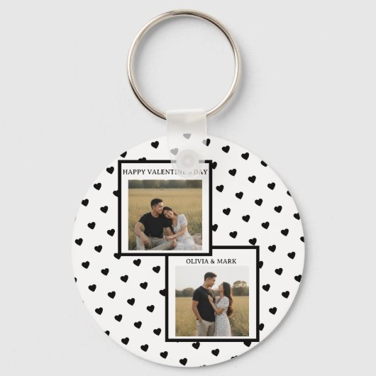 Happy Valentine’s Day Keychain Black Heart Custom  (Voorkant)
