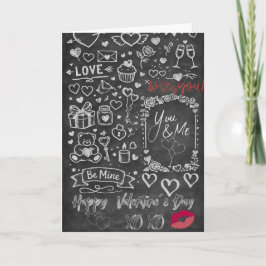 Happy Valentine´s Day - Love chalkboard Kaart