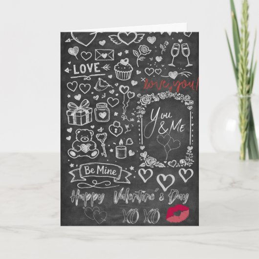 Happy Valentine´s Day - Love chalkboard Kaart (Voorkant)