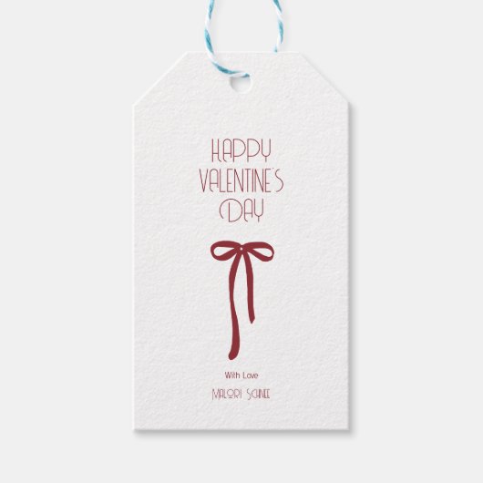 Happy Valentine’s Day – Minimal Ribbon Bow Cadeaulabel (Voorkant)