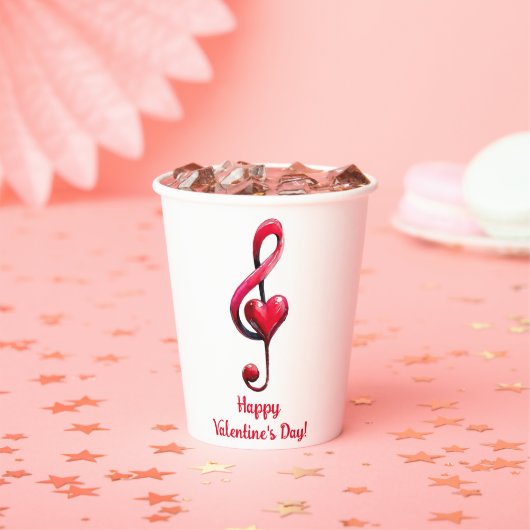 Happy Valentine’s Day Music of Love Papieren Bekers (Insitu)