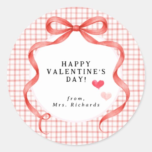 Happy Valentine’s Day Personalized Teacher Sticker (Voorkant)