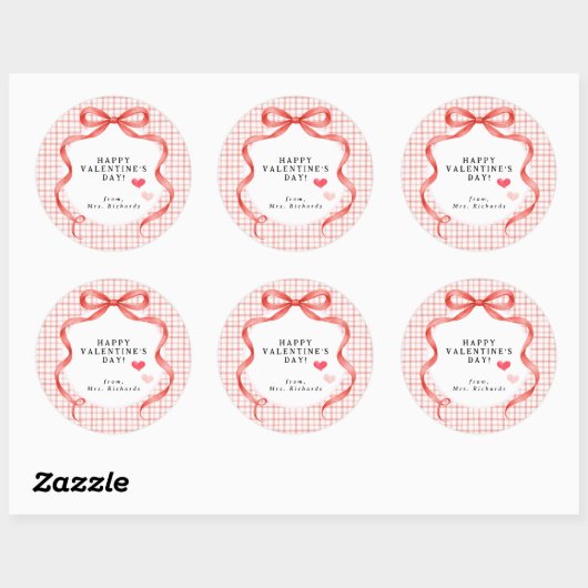 Happy Valentine’s Day Personalized Teacher Sticker (Vel)
