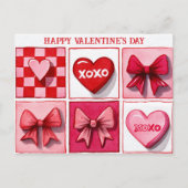 Happy Valentine’s Day Pink & Red XOXO Card Briefkaart (Voorkant)