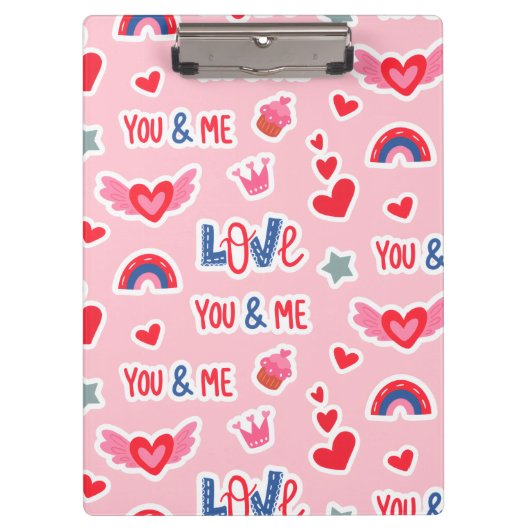 Happy Valentine’s Day Red Heart Art Romantic Lover Klembord (Voorkant)