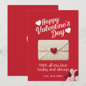 Happy Valentine’s Day Red Love Card with Heart Feestdagenkaart (Voorkant / Achterkant)