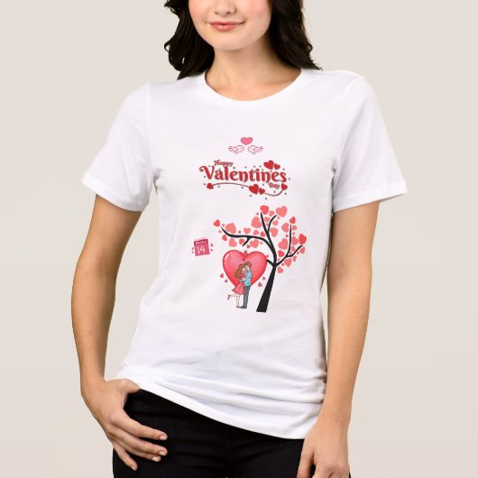 Happy Valentine’s Day – Romantic Couple  Tri-Blend Shirt (Voorkant)