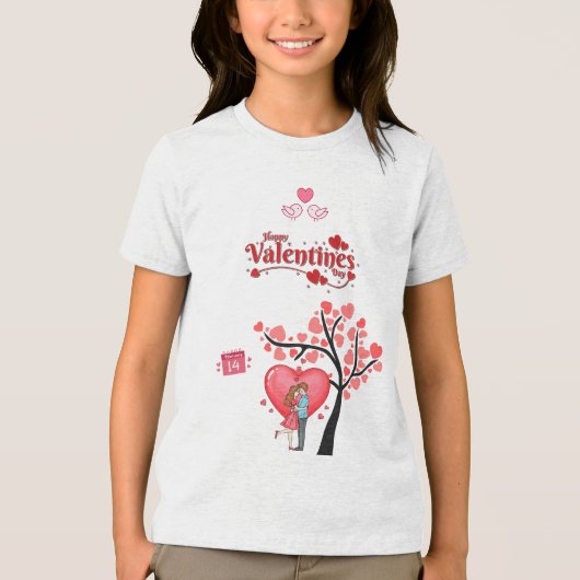 Happy Valentine’s Day – Romantic Couple Tri-Blend Shirt (Voorkant)