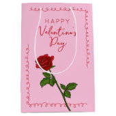 Happy Valentine’s Day Rose Custom  Medium Cadeauzakje (Voorkant)