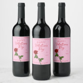 Happy Valentine’s Day Rose Custom Wine Label Wijn Etiket (Flessen)