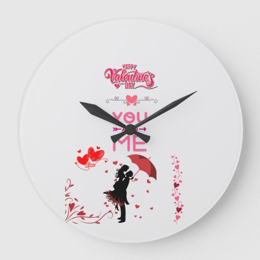 Happy Valentine’s Day – You and Me Romantic Love Grote Klok (Voorkant)