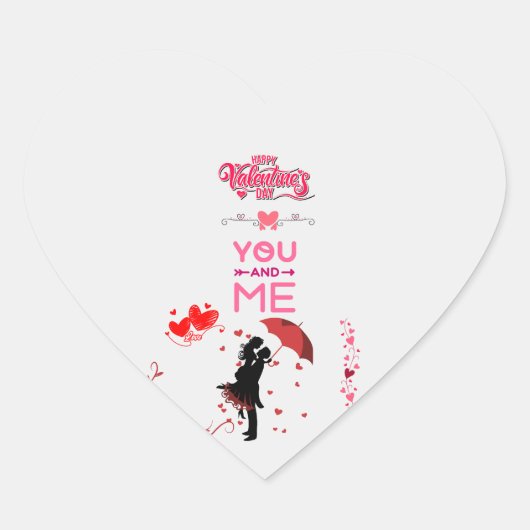 Happy Valentine’s Day – You and Me Romantic Love Hart Sticker (Voorkant)
