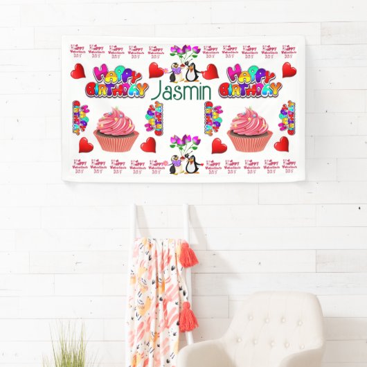 Happy Valentine Vinal Banner, Happy Birthday Banne Spandoek (Insitu)