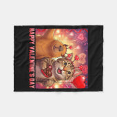 Happy Valentines 2026 Cute Cat Capybara Party Art  Fleece Deken (Voorkant (Horizontaal))