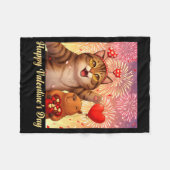 Happy Valentines 2026 Cute Cat Capybara Party Art  Fleece Deken (Voorkant (Horizontaal))