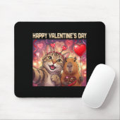 Happy Valentines 2026 Cute Cat Capybara Party Art  Muismat (Met muis)