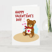 Happy Valentines Bear Heart Card Kaart (Voorkant)