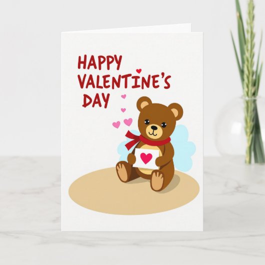 Happy Valentines Bear Heart Card Kaart (Voorkant)